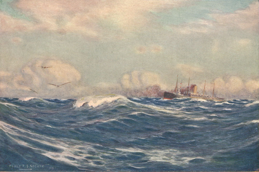 'The big blue seas of the Great Australian' by Percy Spence. Australia 1910